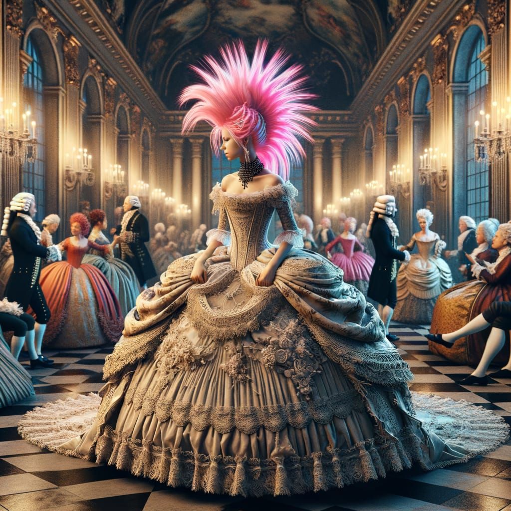 Period Punk Ball Scene in Vibrant Colors