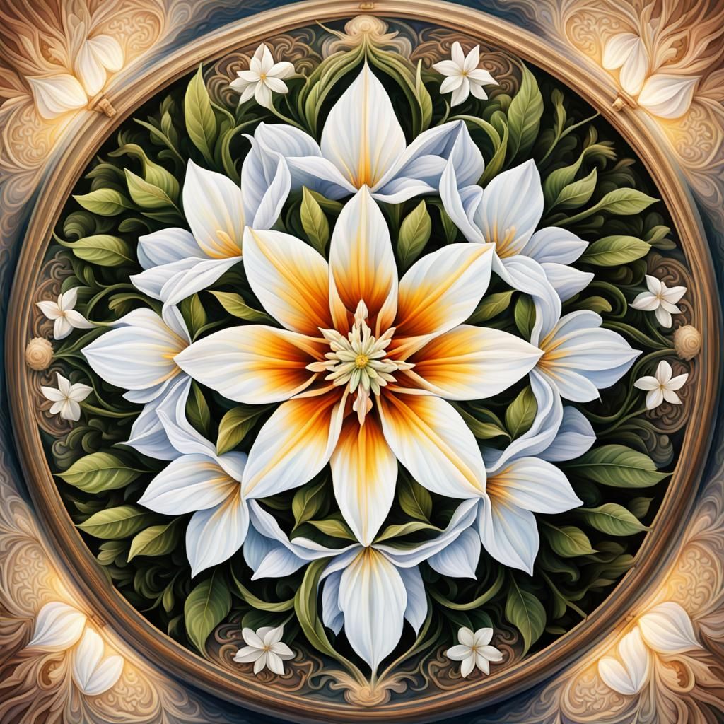 Jasmine Flower in Colorful Digital Painting Style