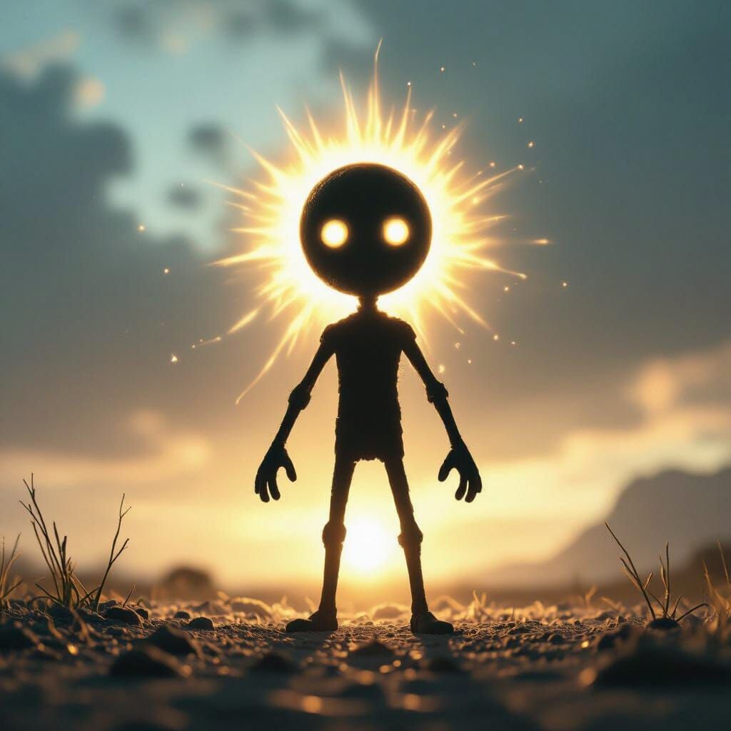 Glowing Stick Figure in Dramatic Cinematic Lighting