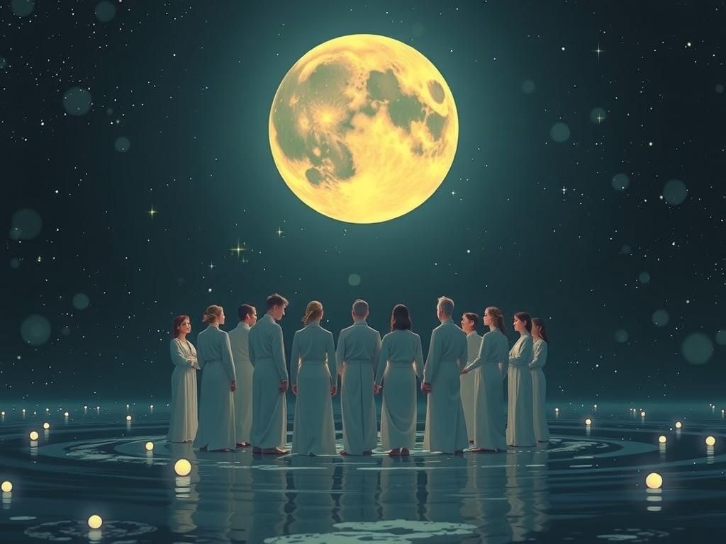 Celestial Ballet Above a Serene Lake in Ethereal Glow