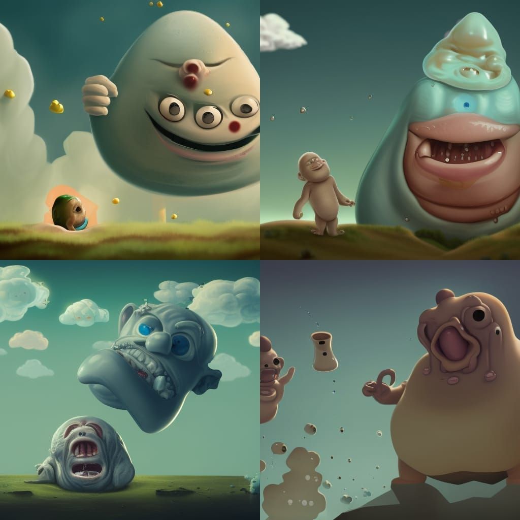 Surreal Orifice Ejecting Cubes in a Complex Landscape