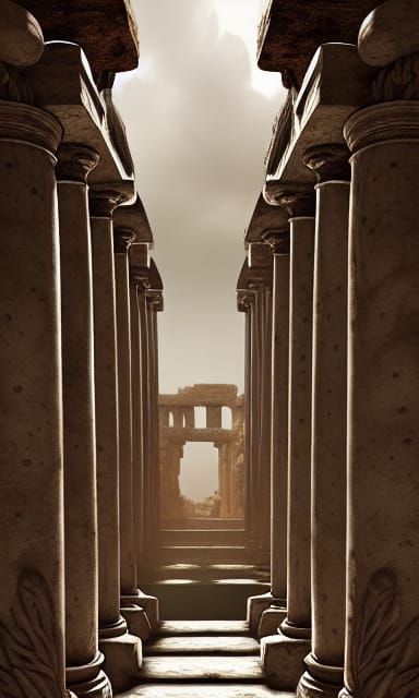 Theseus and Minotaur in Labyrinth: Hyperdetailed Art