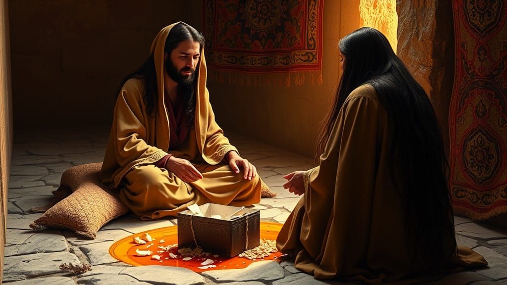 Surreal Scene of Devotion in Ancient Hebrew Abode