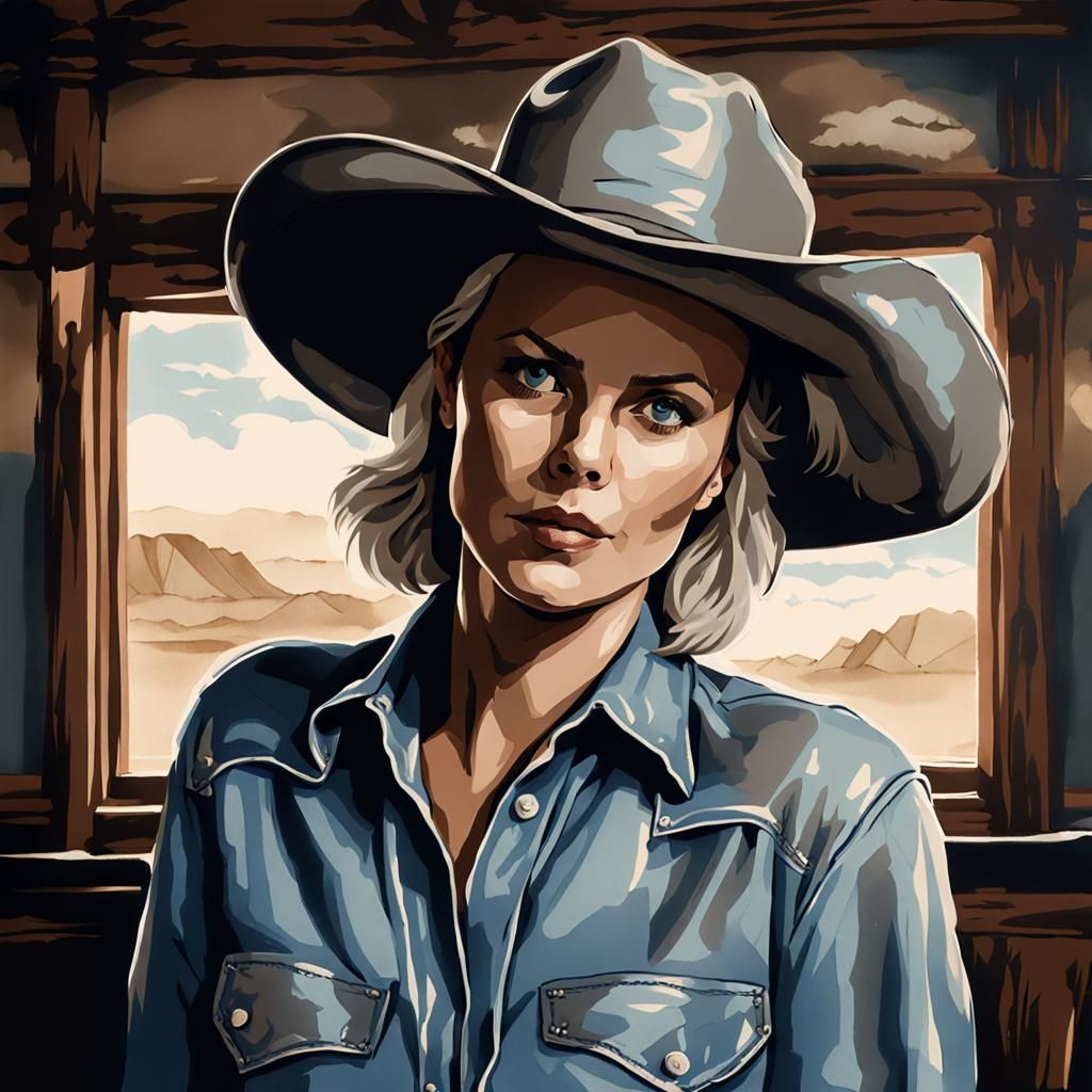 Charlize Theron Portrait in Art Deco Impressionism Style