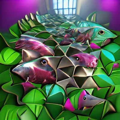Escher-Style Tessellated Fish and Animals in Vivid Colors