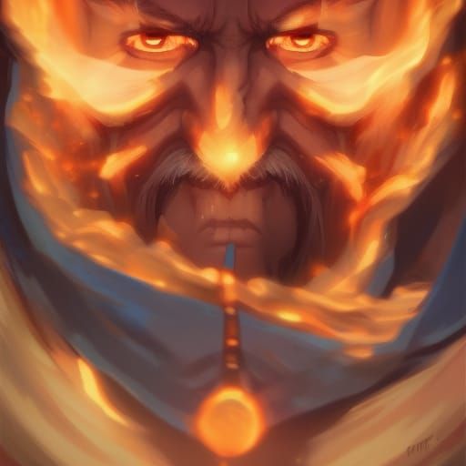 Detailed Portrait of an Old Fire Wizard