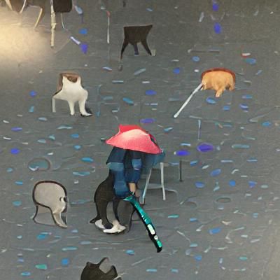 Lonely Person in a Cats and Dogs Rain