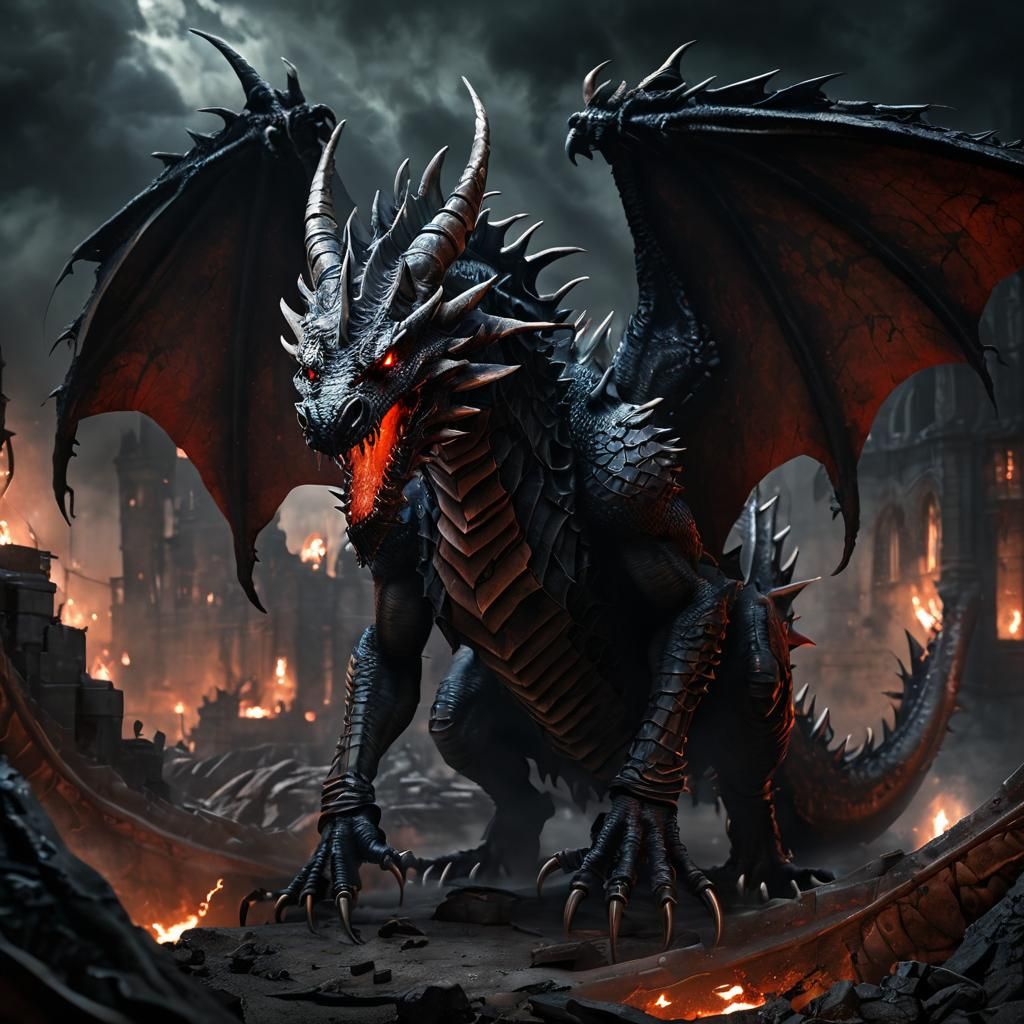 Nightmarish Dragon in Dark Fantasy Art