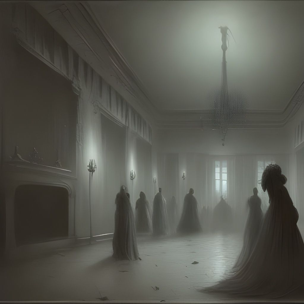 Haunted Ballroom: Ghosts Dance in a Horror Scene