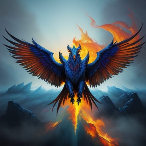 Vibrant Wings of Mythical Fire and Ice
