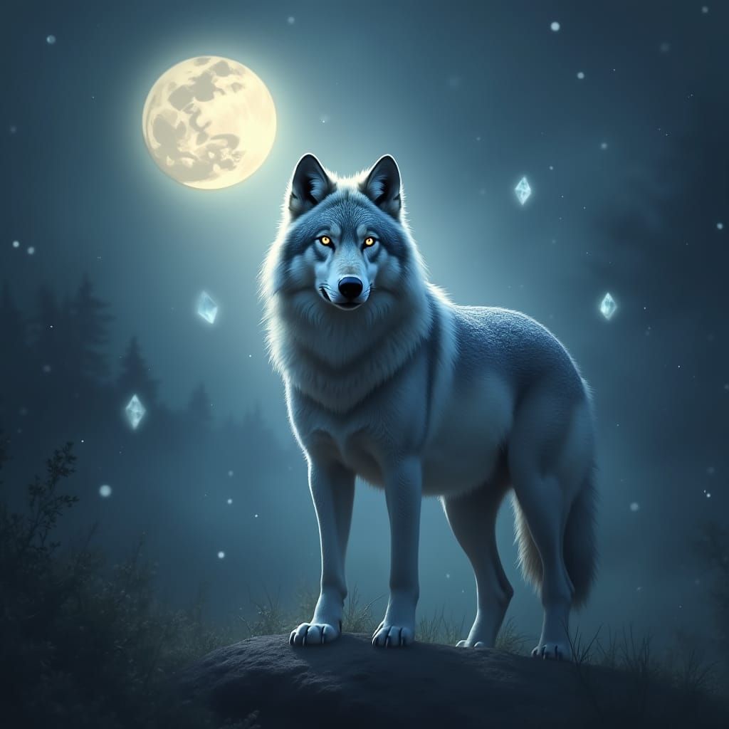 Wolf Under Lunar Radiance