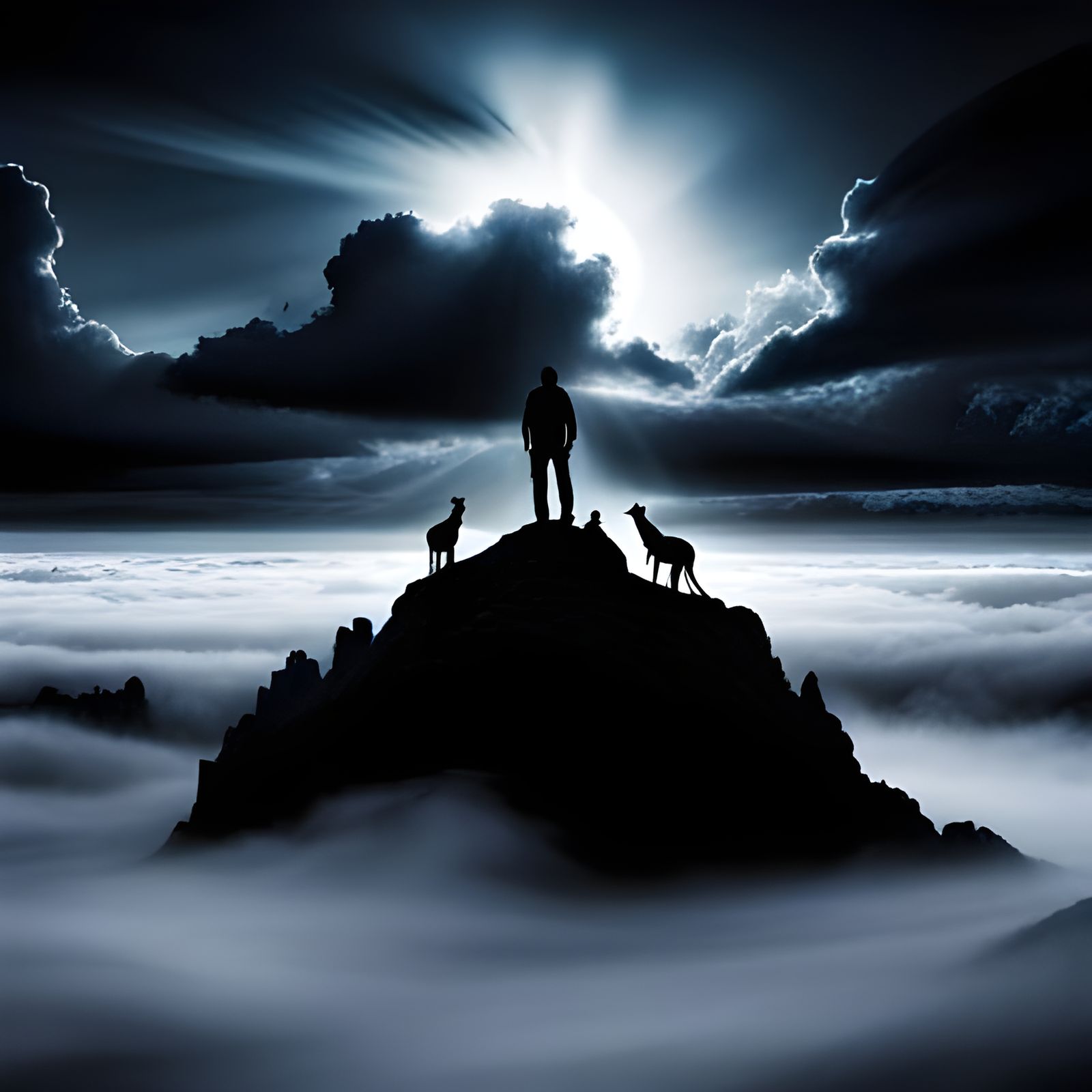 Hyperrealistic Hell Campfire with Silhouettes