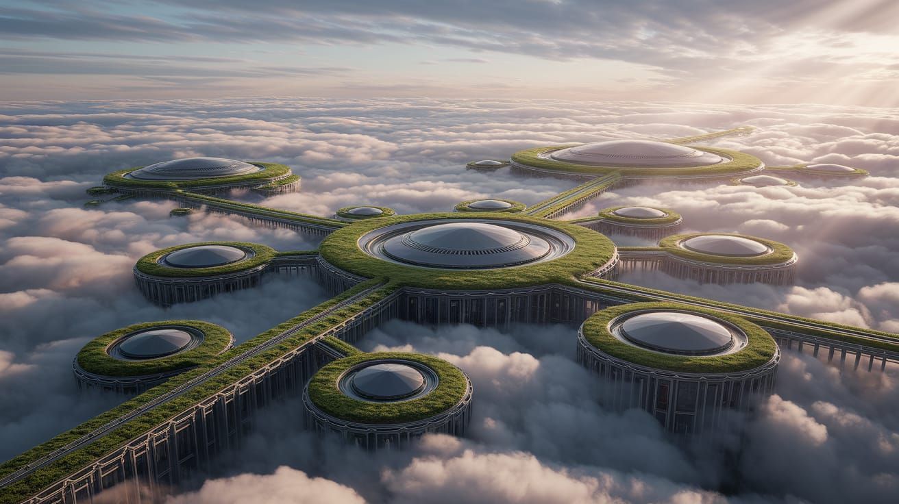 Ethereal Futuristic Metropolis in a Lush Rainforest