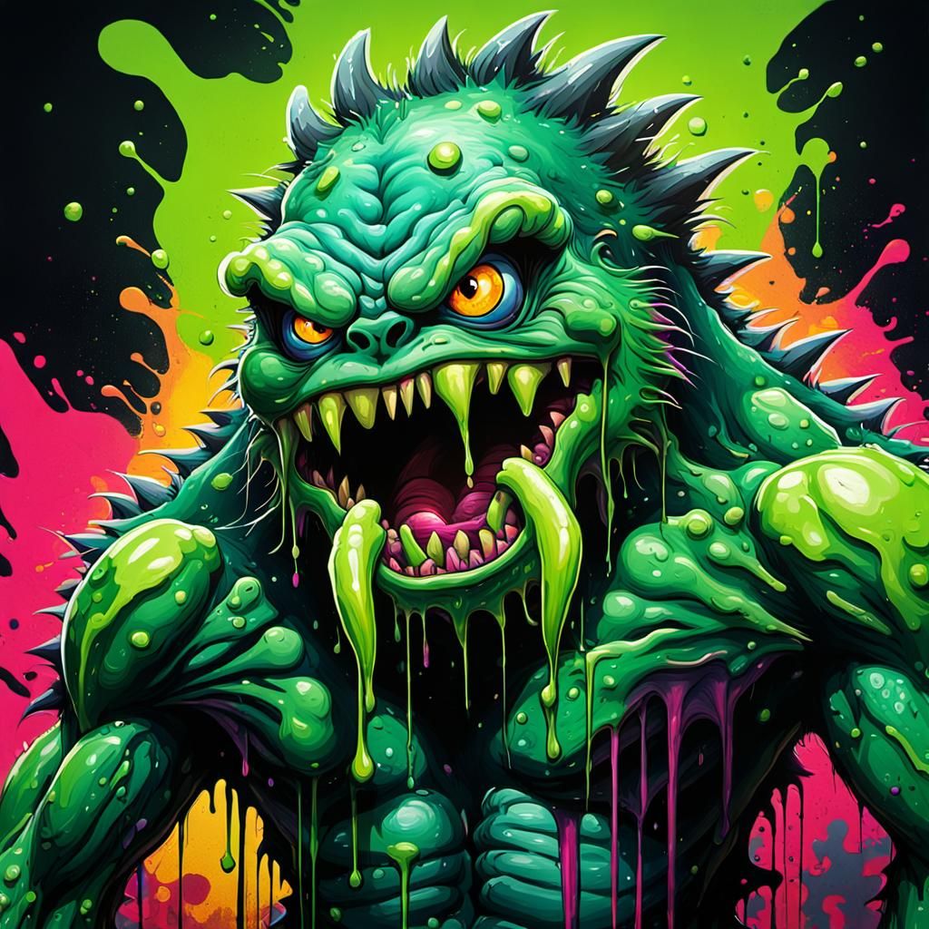 Graffiti Art: Green Monster in Banksy Style