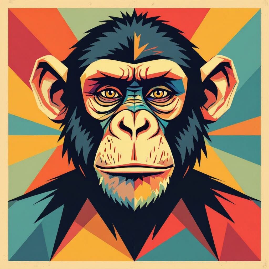 Geometric Monkey NFT in Pop Art Style