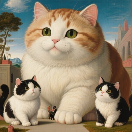 Three Giant Cute Kittens in Colossal Scale