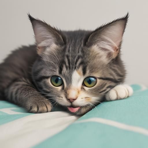 Detailed Close-Up of a Cute Cat Eating