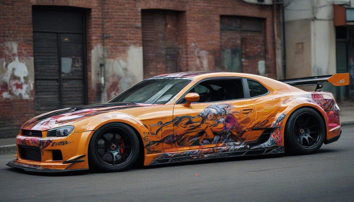Manga-Inspired Hot Rod Drift Car Art