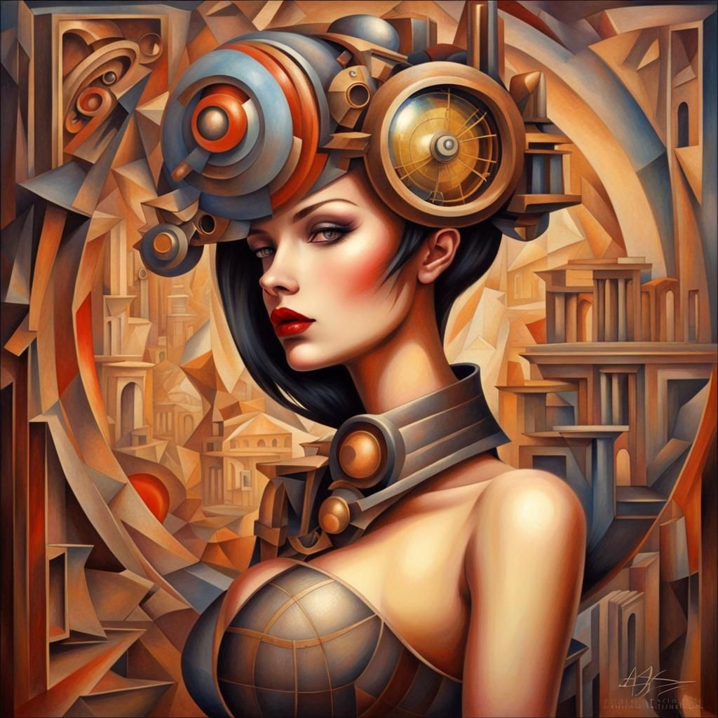 Steampunk Tattooed Girl Emerges from 3D Book