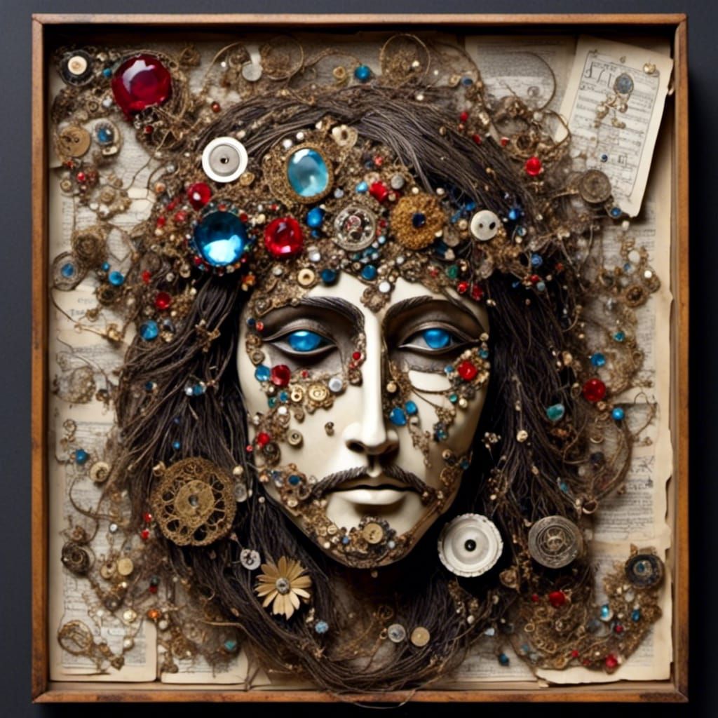 Mixed Media Jesus Christ Collage with Vintage Elements