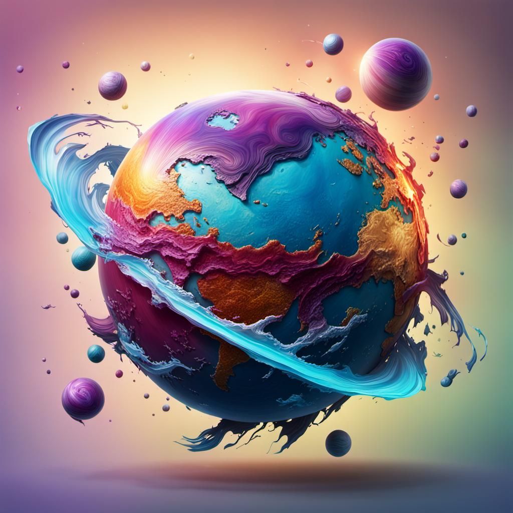 Hyperrealistic Onion Planet in Splash Art Style