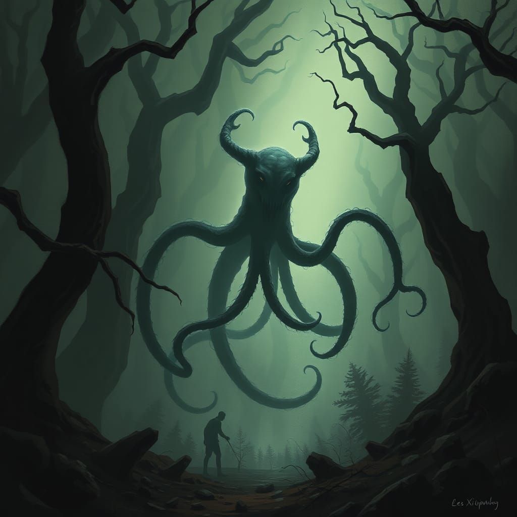 Ancient Tentacled Being Emerges in Surreal Illustration