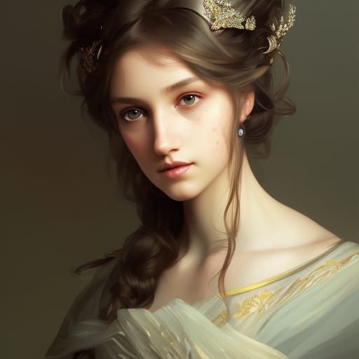 Young Princess Portrait in Detailed Splash Art Style