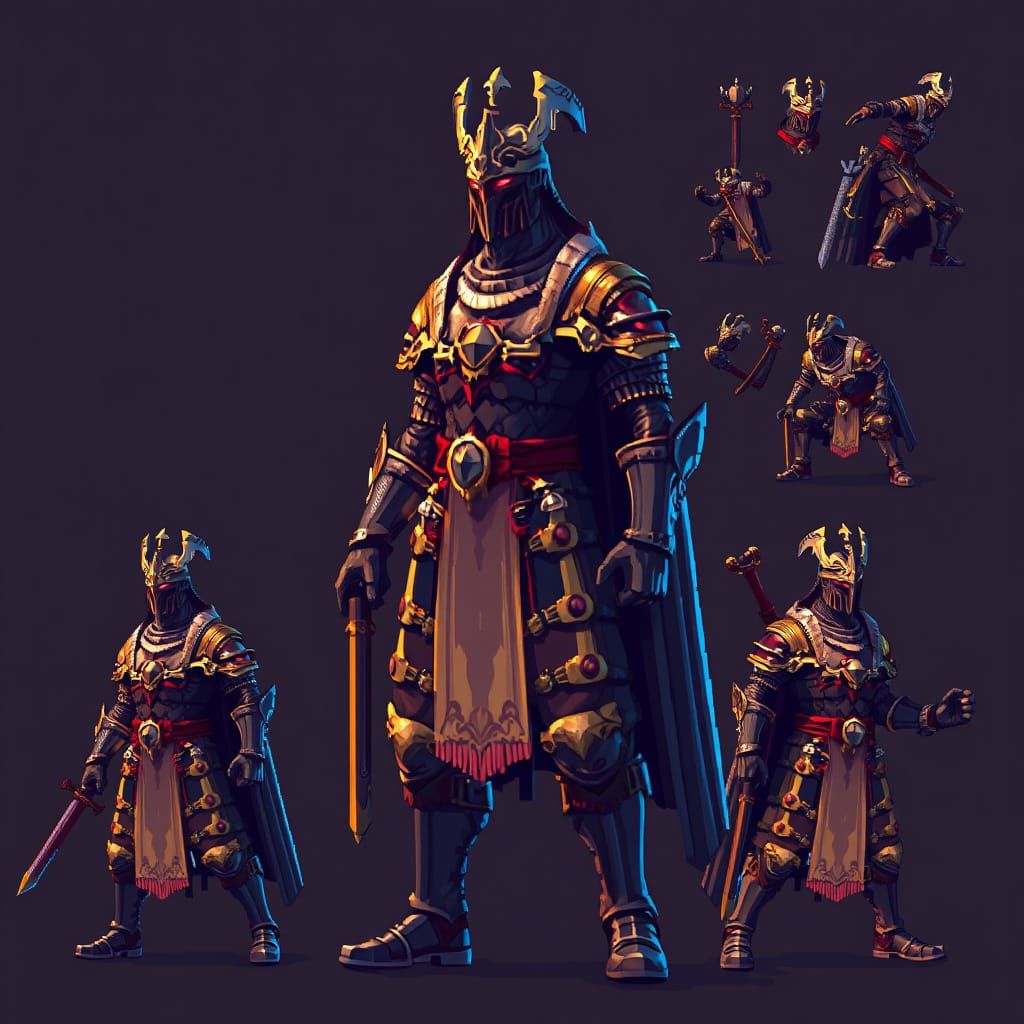 Pixel Art Guard Sprite Sheet in Classic 8-Bit Style