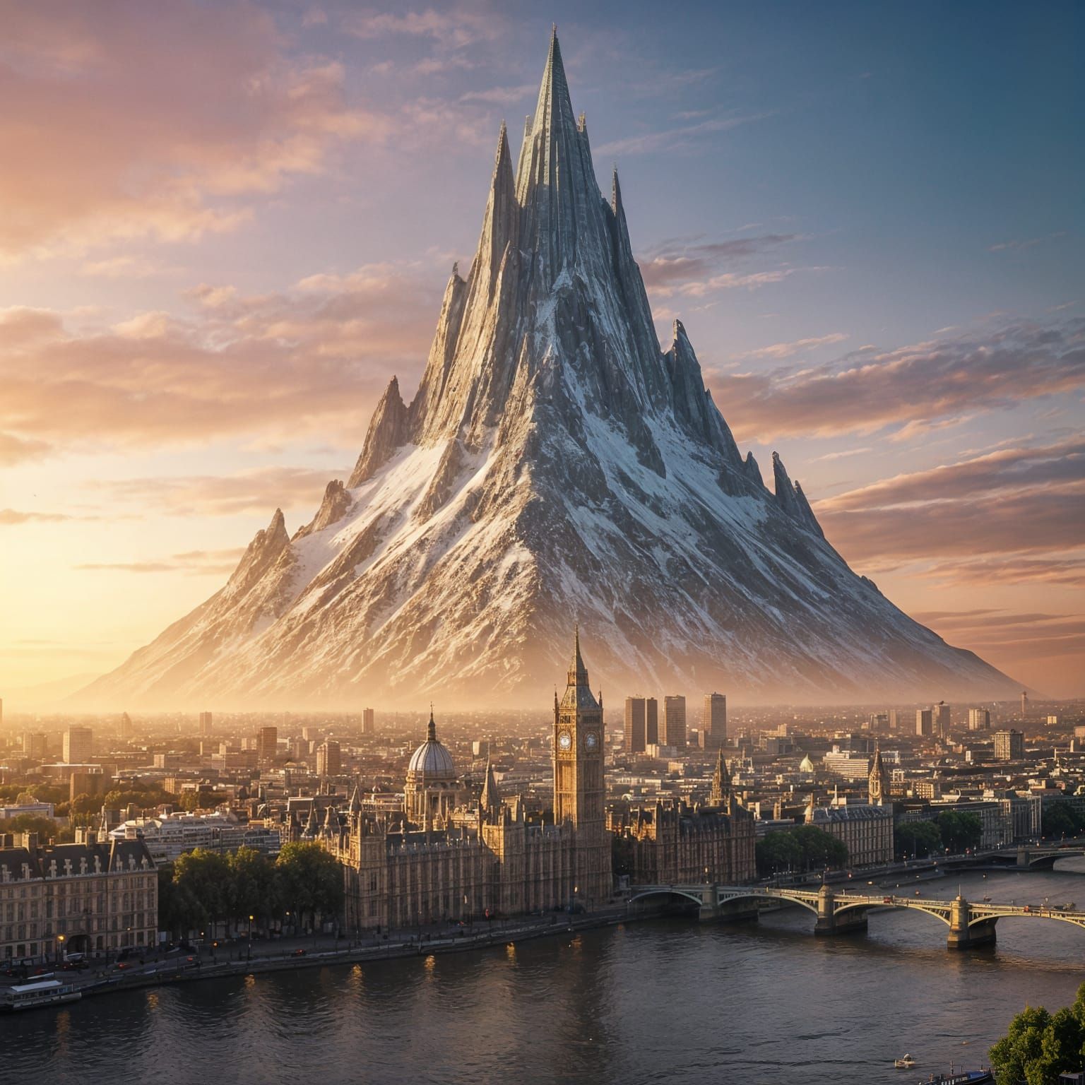 Surreal Mountainscape in London Golden Hour