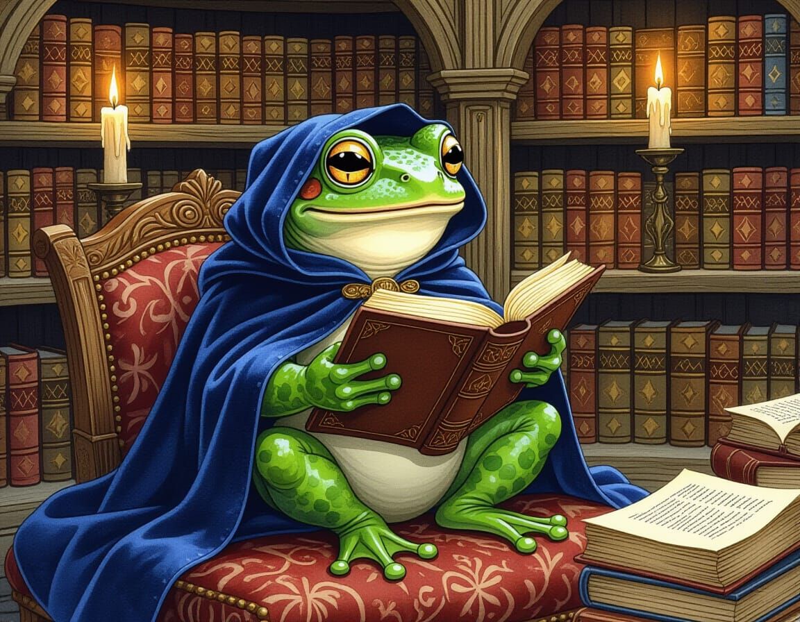 Magical Frog Reads in Fantasy Library