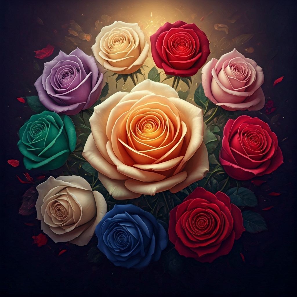 Mystical Roses Allegorical Art Illustration