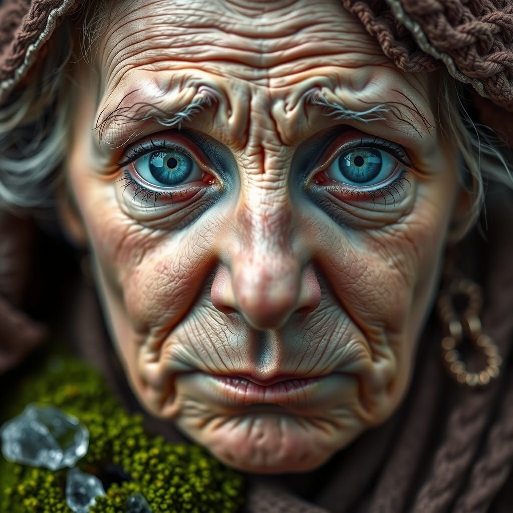 Wisdom Portrait: Baby and Old Woman in Van Gogh Style