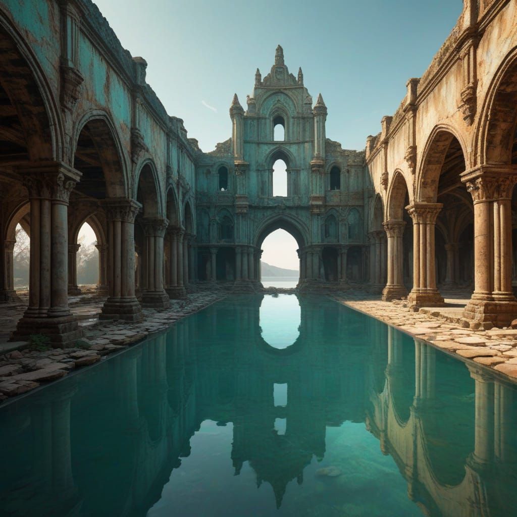 Medieval Warrior Faces Majestic Turquoise Sea Monster in a G...