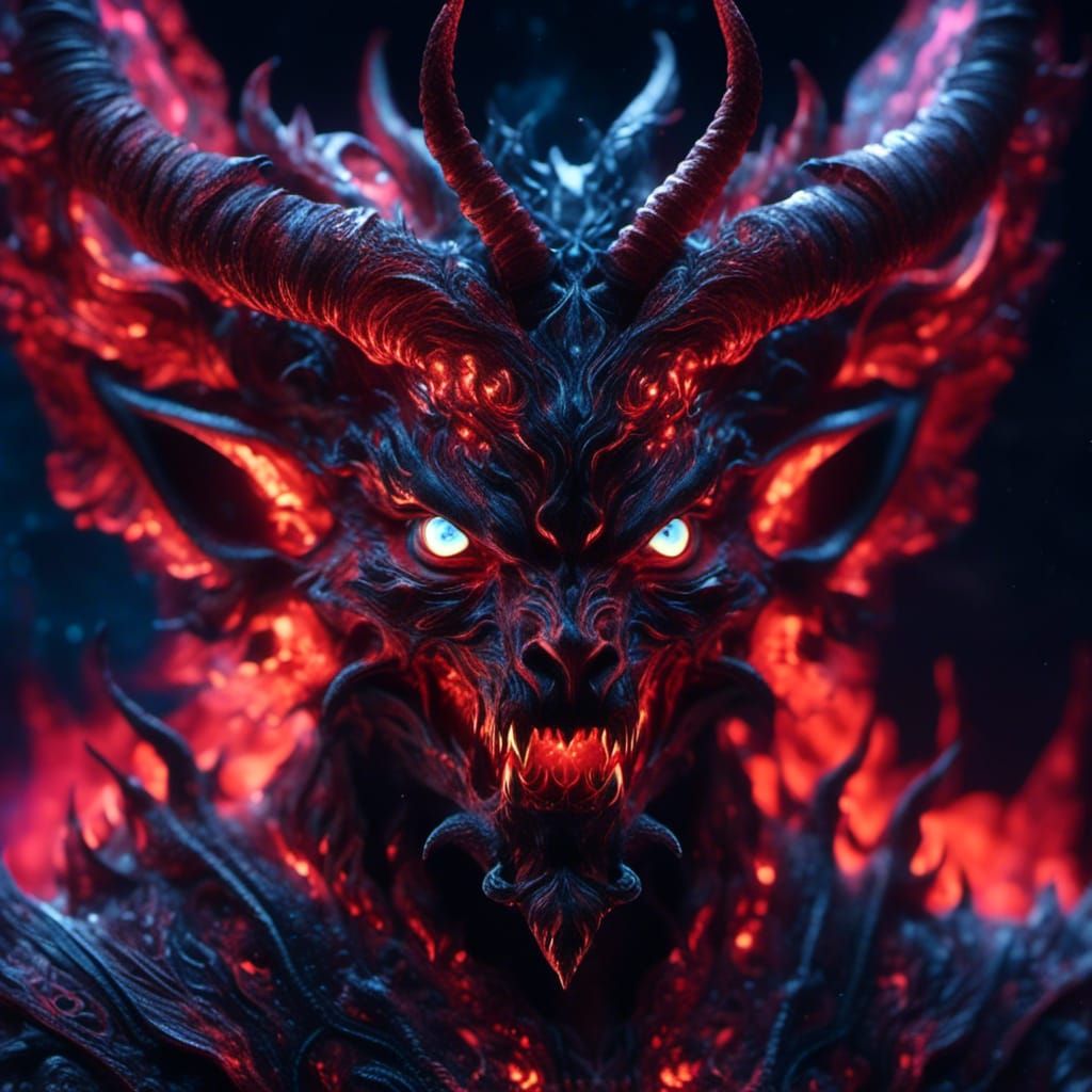 Sinister Cosmic Demon in Hyperrealistic Detail