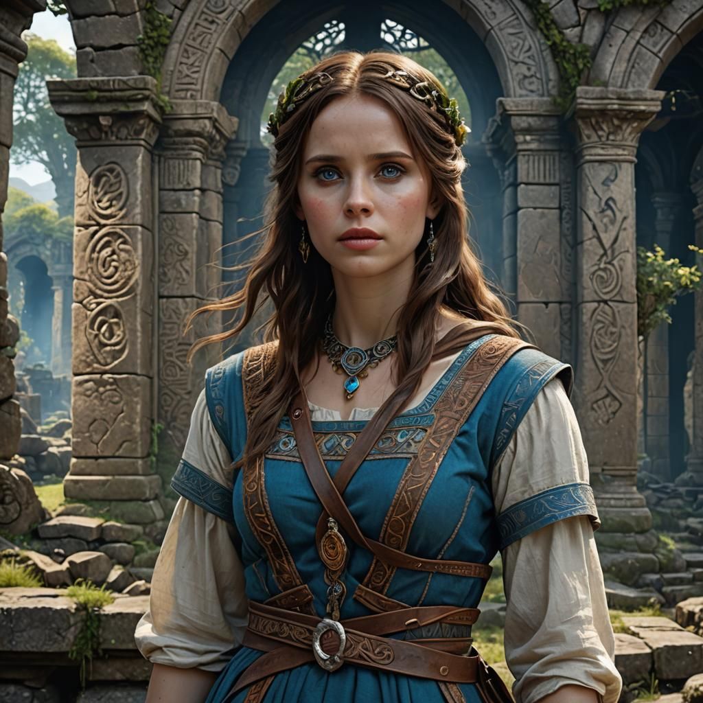 Felicity Jones as Druid Priestess in Ireland