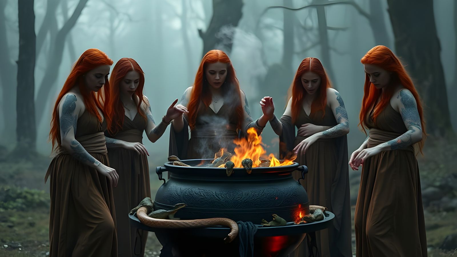 Ancient Forest Ritual of the Red-Haired Ogresses
