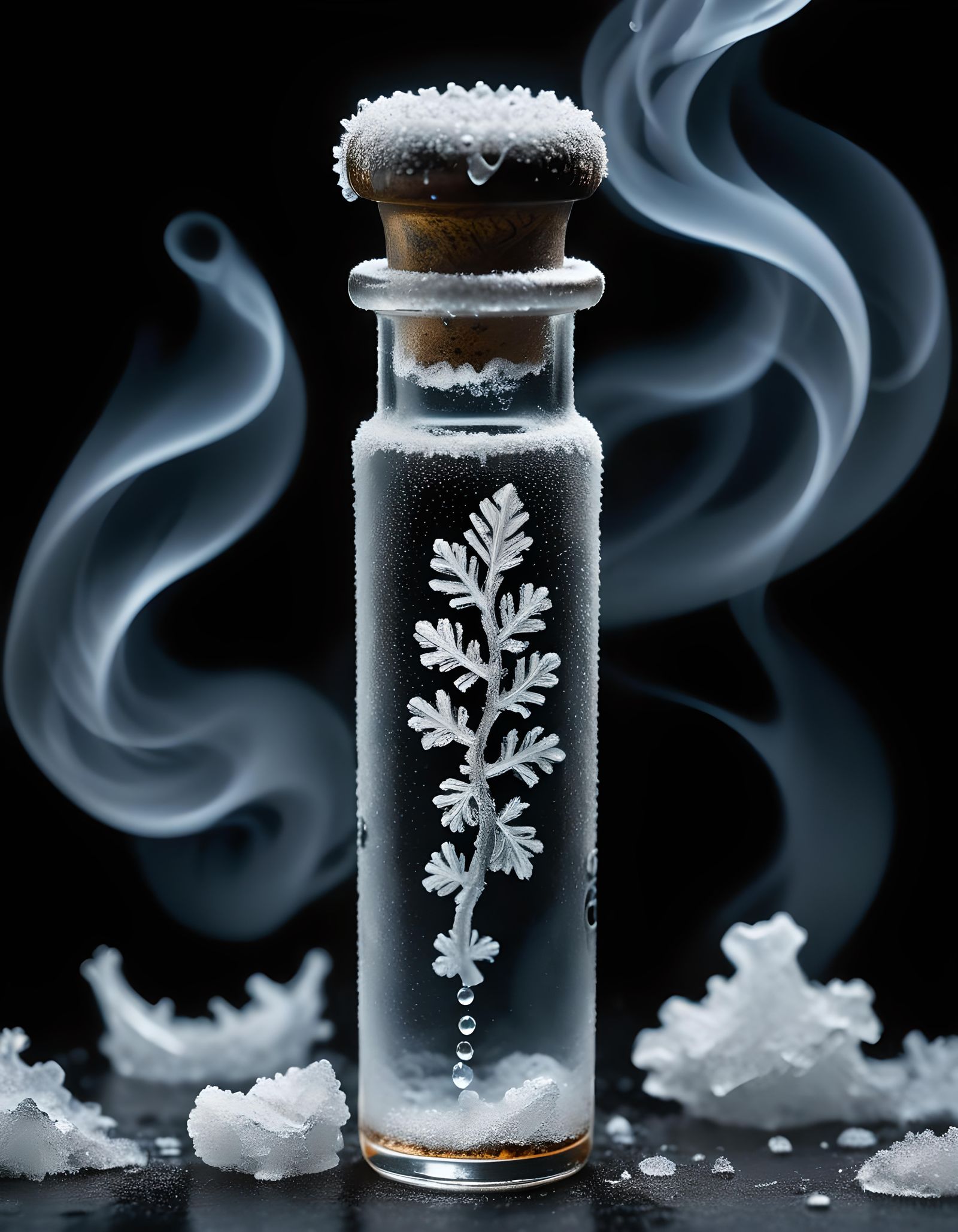 Frozen Vial: Ethereal Beauty in High Contrast