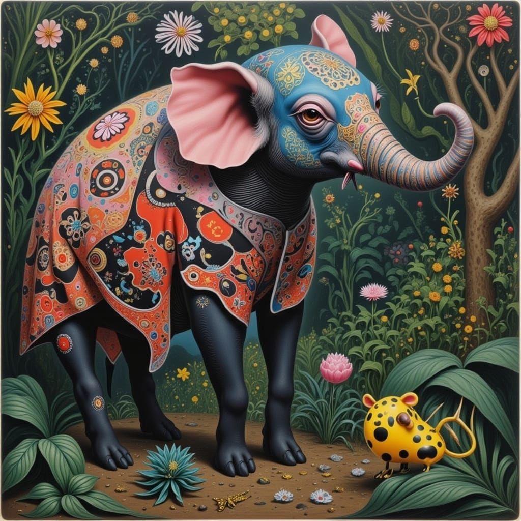 Pig Elephant Hybrid in Lush Jungle Setting