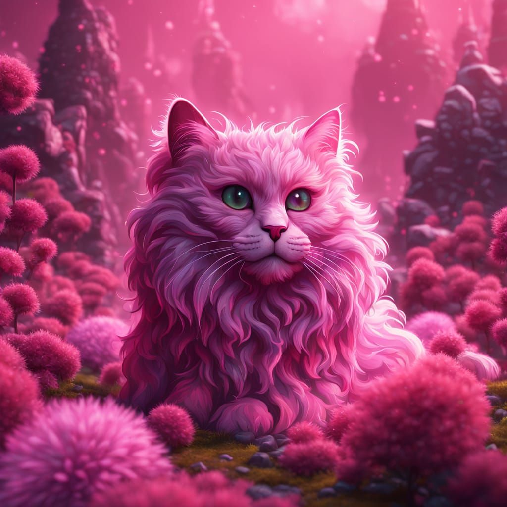 Whimsical Feline Realm in Vibrant Color