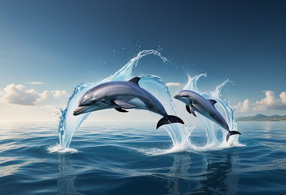 Water Sculpture of a Leaping Dolphin in Motion