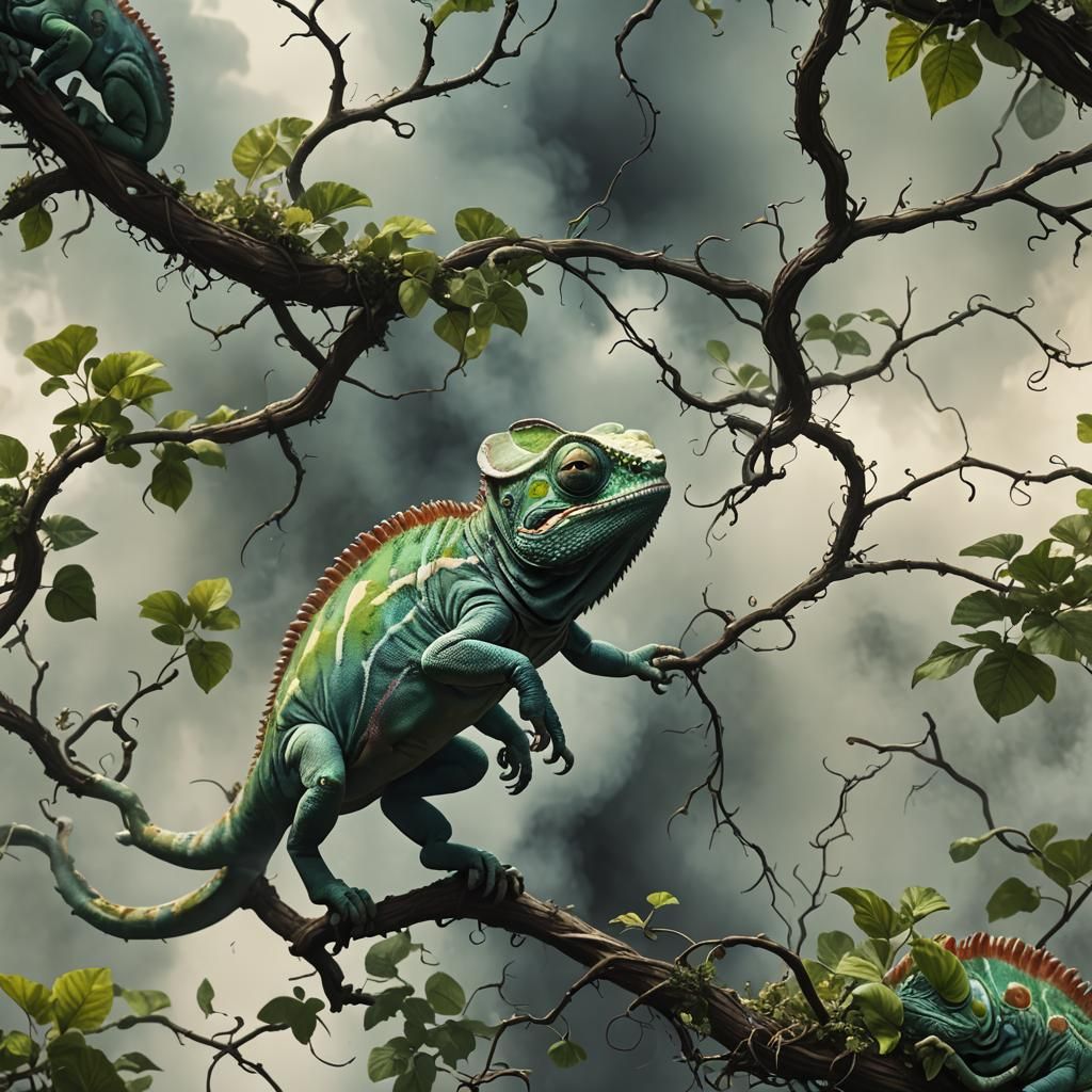 Tachisme Chameleon in Hyperreal, Cinematic Style