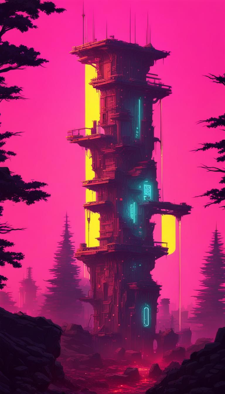 Cyberpunk wizard tower