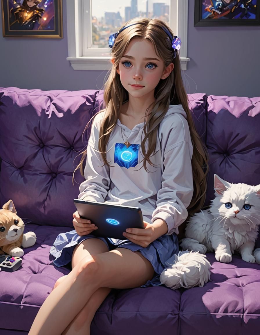 Giant Daughter Lounging: 3D Anime Art