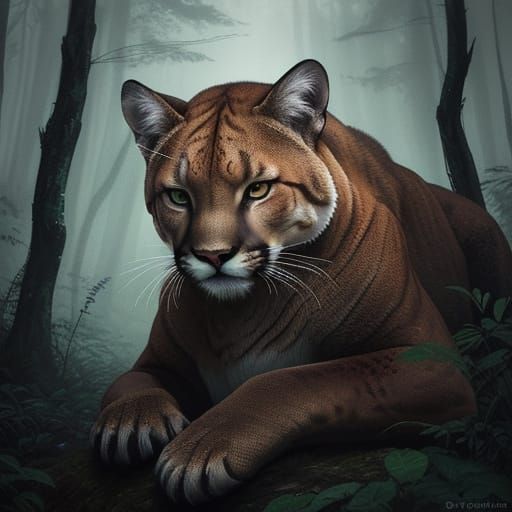 Eastern Cougar Contemplates Existential Crisis in Moody Fore...