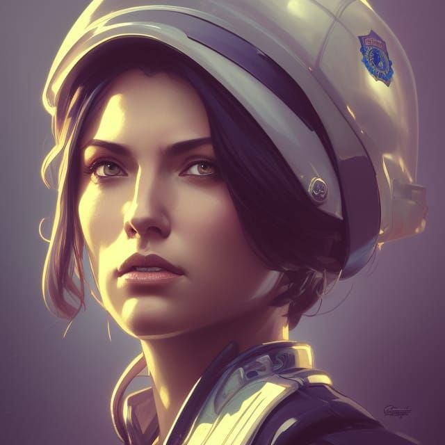 Detailed Portrait of a Woman Police Officer