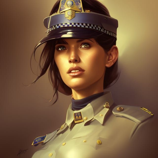 Detailed Portrait of Woman Police Officer
