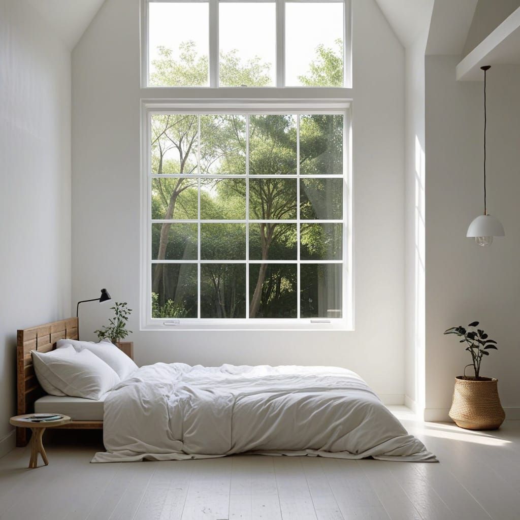 Cozy White Room Scene with a Beautiful View