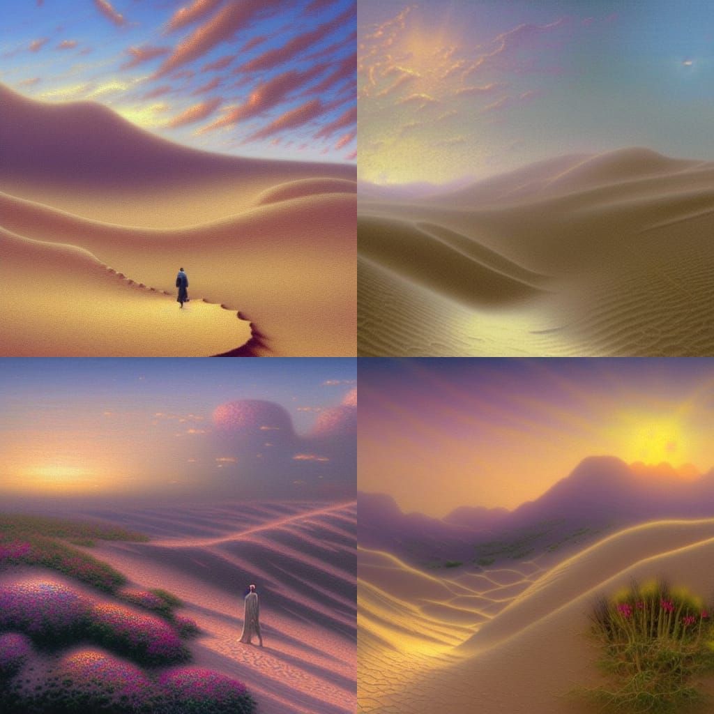 Ethereal Desert Mirage of Bedouin in Fantasy Landscape