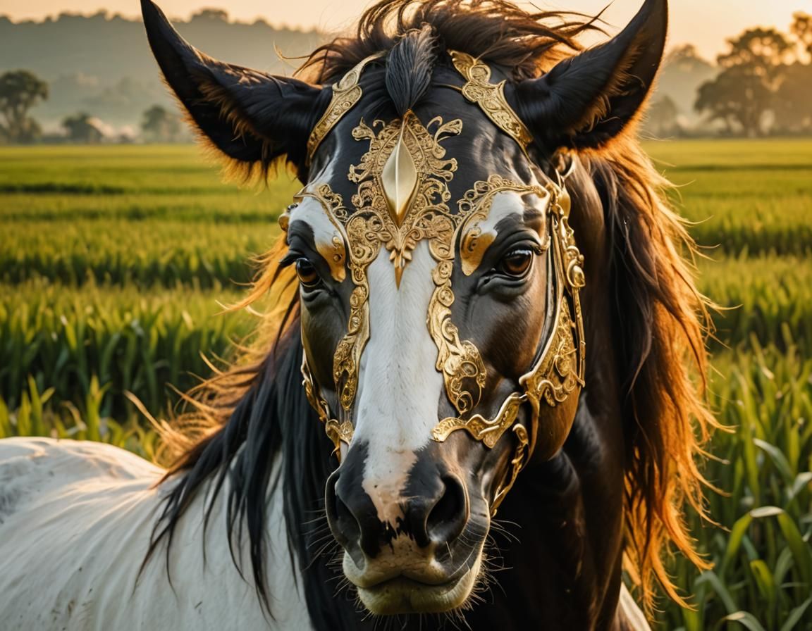 Edgy Gothic Chimaera Horse-Taurus in Bright Colors