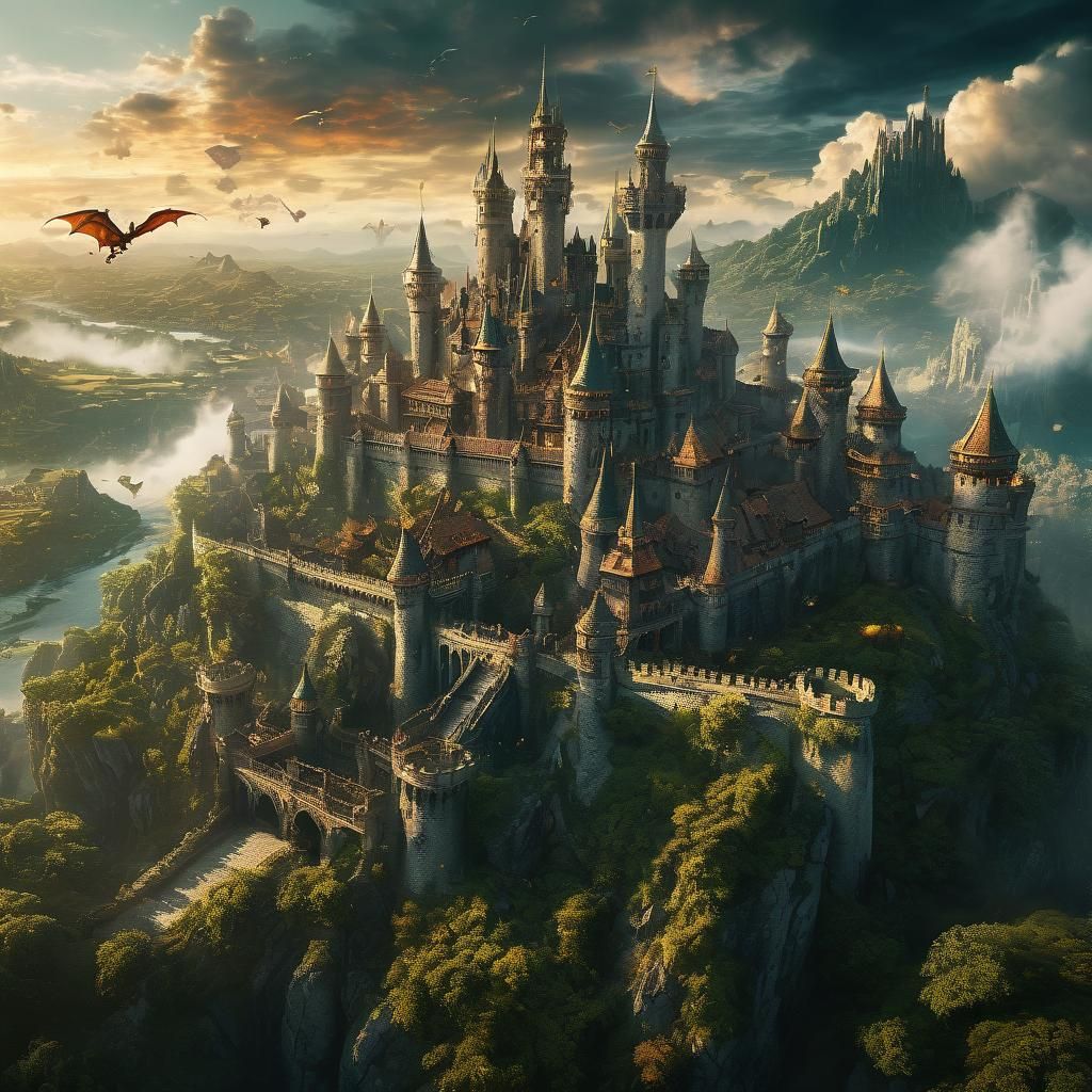 Majestic Dragon Castle with Millions of Dragons